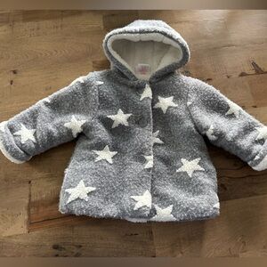 Nula Bug Cozy sherpa lined Grey Star Hooded Jacket size 2 T
